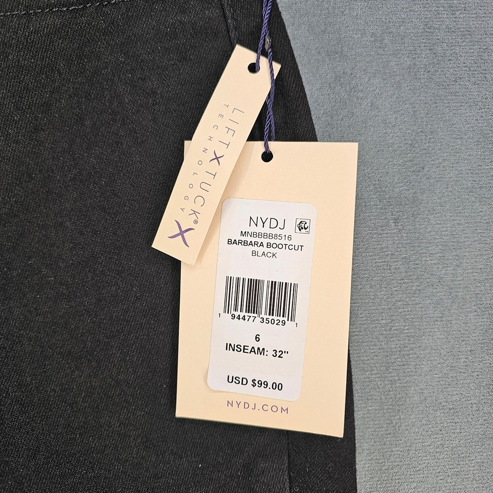 NYDJ Barbara Bootcut Jeans Womens 6 Black Mid Rise Stretch Denim Lift Tuck NEW - Picture 3 of 15